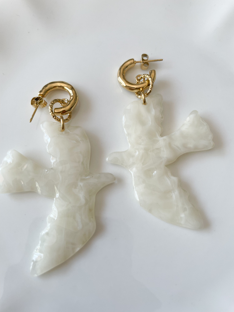 Boucles Hirondelle blanc doré