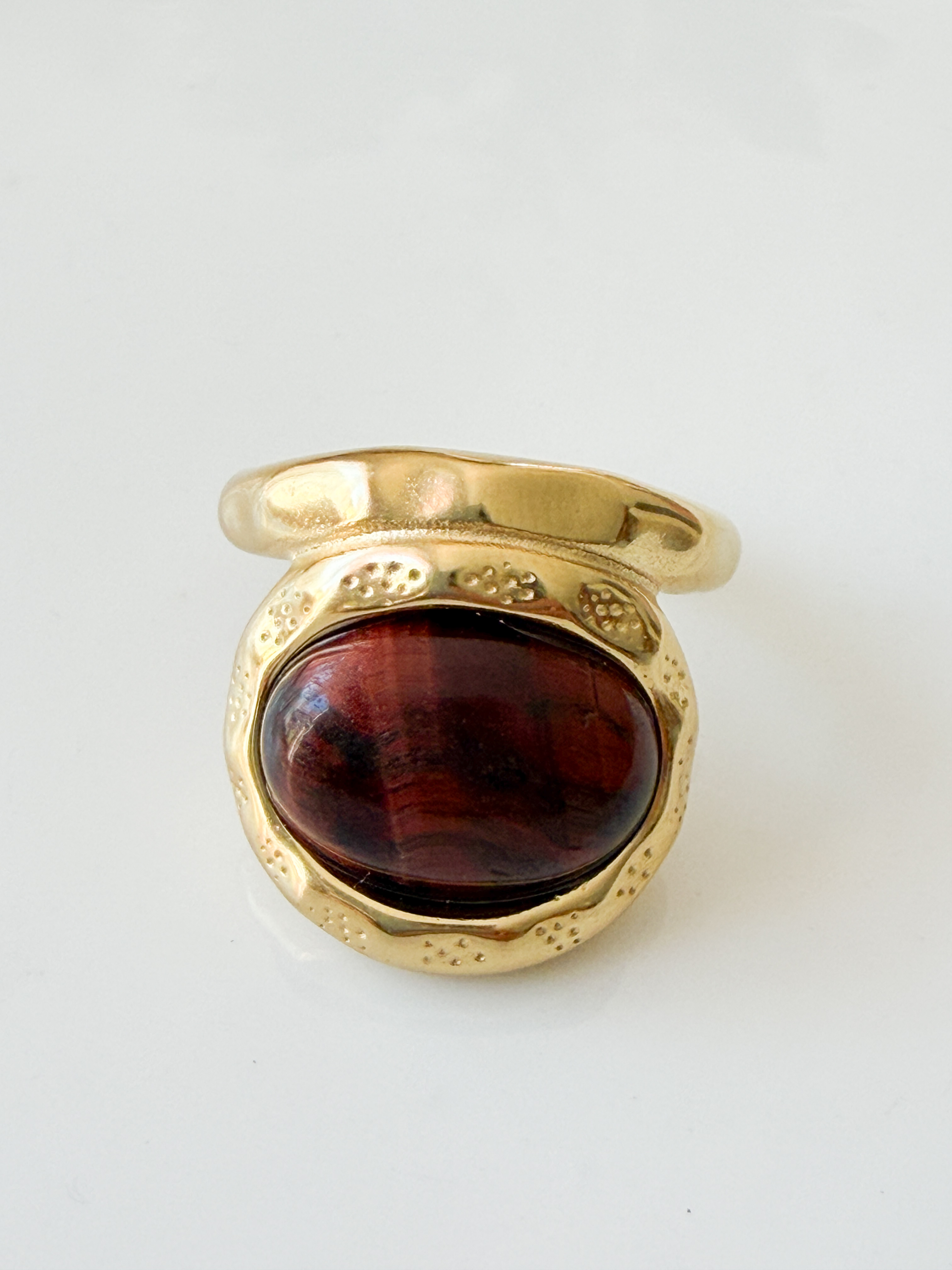 Bague Chloé pierre marron doré