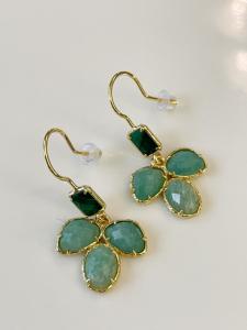 Boucles pierres Billie bleu vert doré