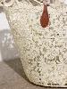 Sac panier dentelle fleur beige
