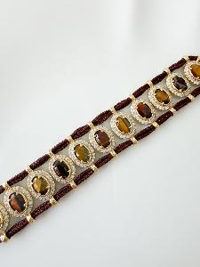 Bracelet pierres Simona marron doré