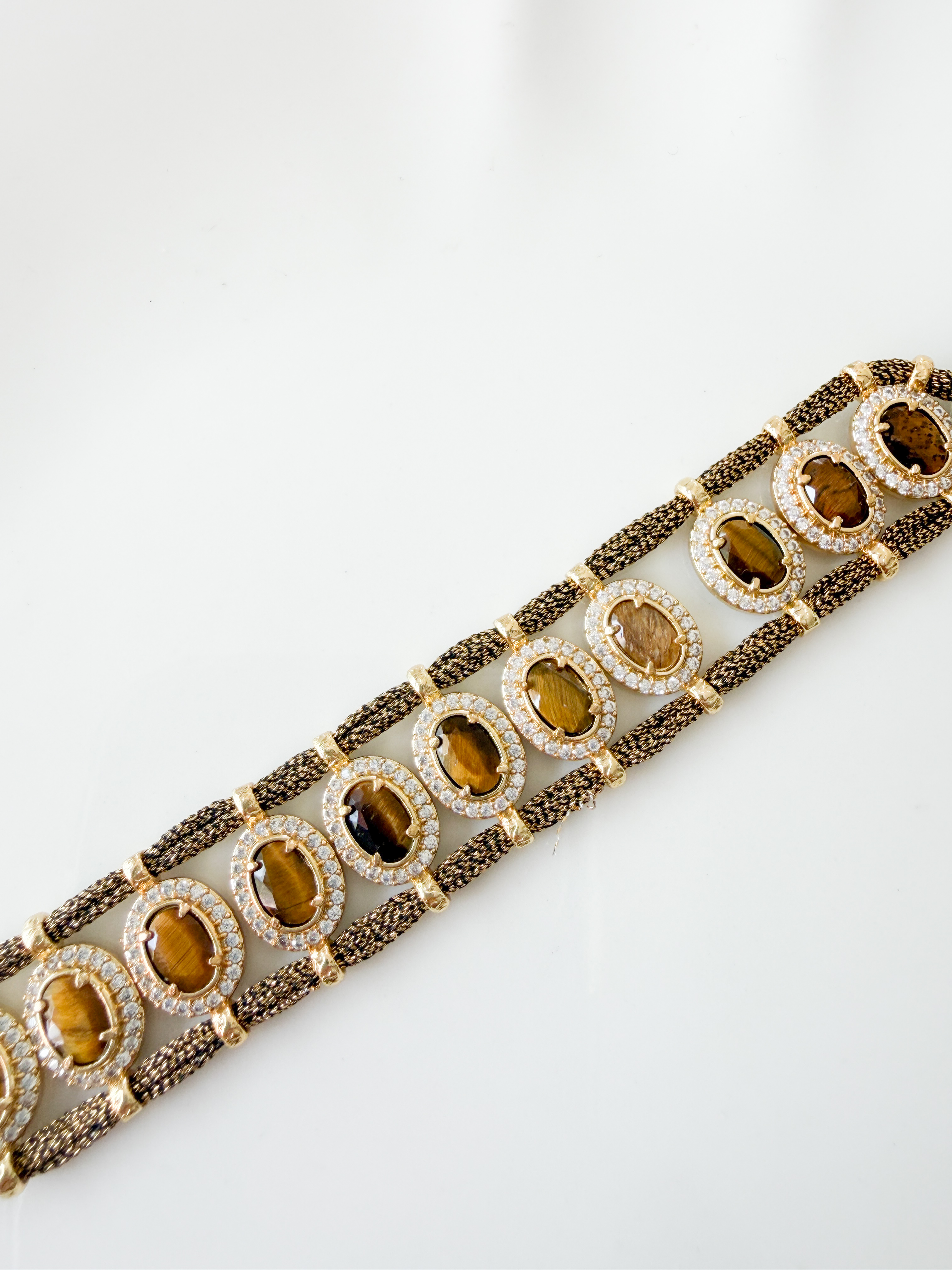 Bracelet pierres Simona beige doré
