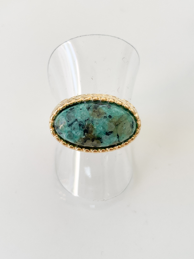 Bague pierre verte doré du Live