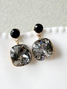 Boucles cristal délicate noir gris doré