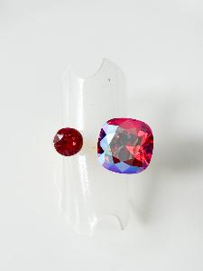 Bague cristal duo framboise doré