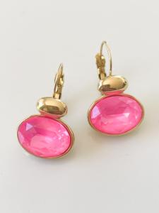 Boucles cristal rose fluo doré