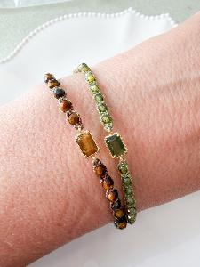 Bracelet pierres Odile marron doré du live