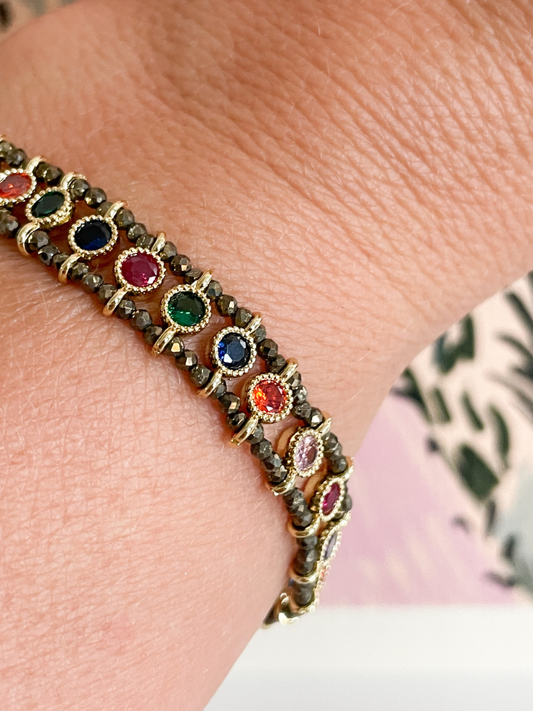 Bracelet Jaipur coloré doré