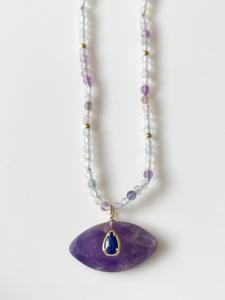 Collier  pierres Amy mauve doré