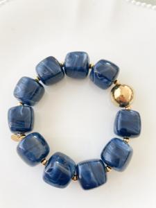 Bracelet perles marine doré