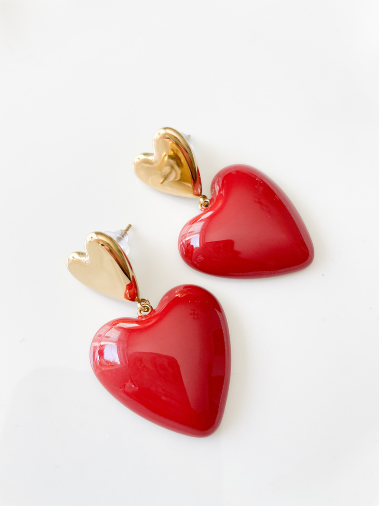 boucles Amour rouge doré