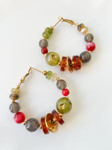 Boucles Rosy rouge vert doré