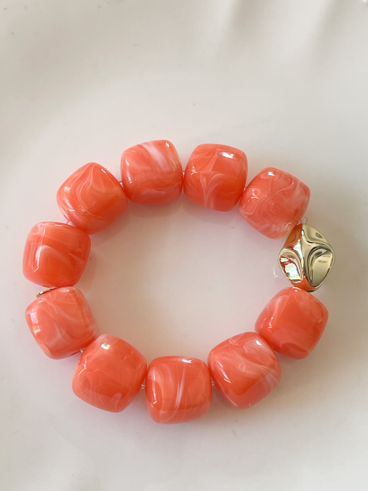 bracelet perles bis corail doré
