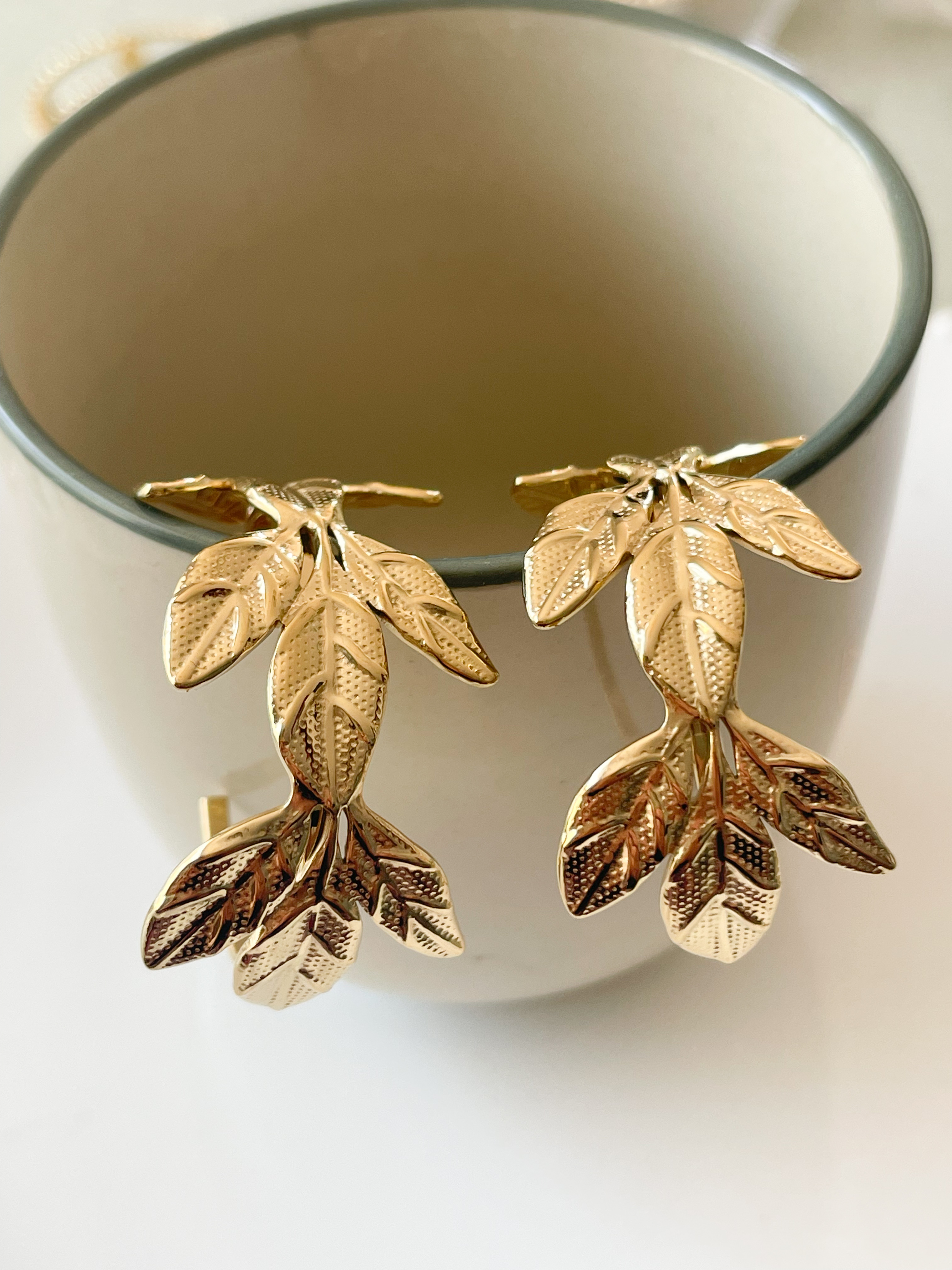boucles créoles feuilles doré