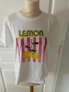 t shirt blanc citron rose 36/42