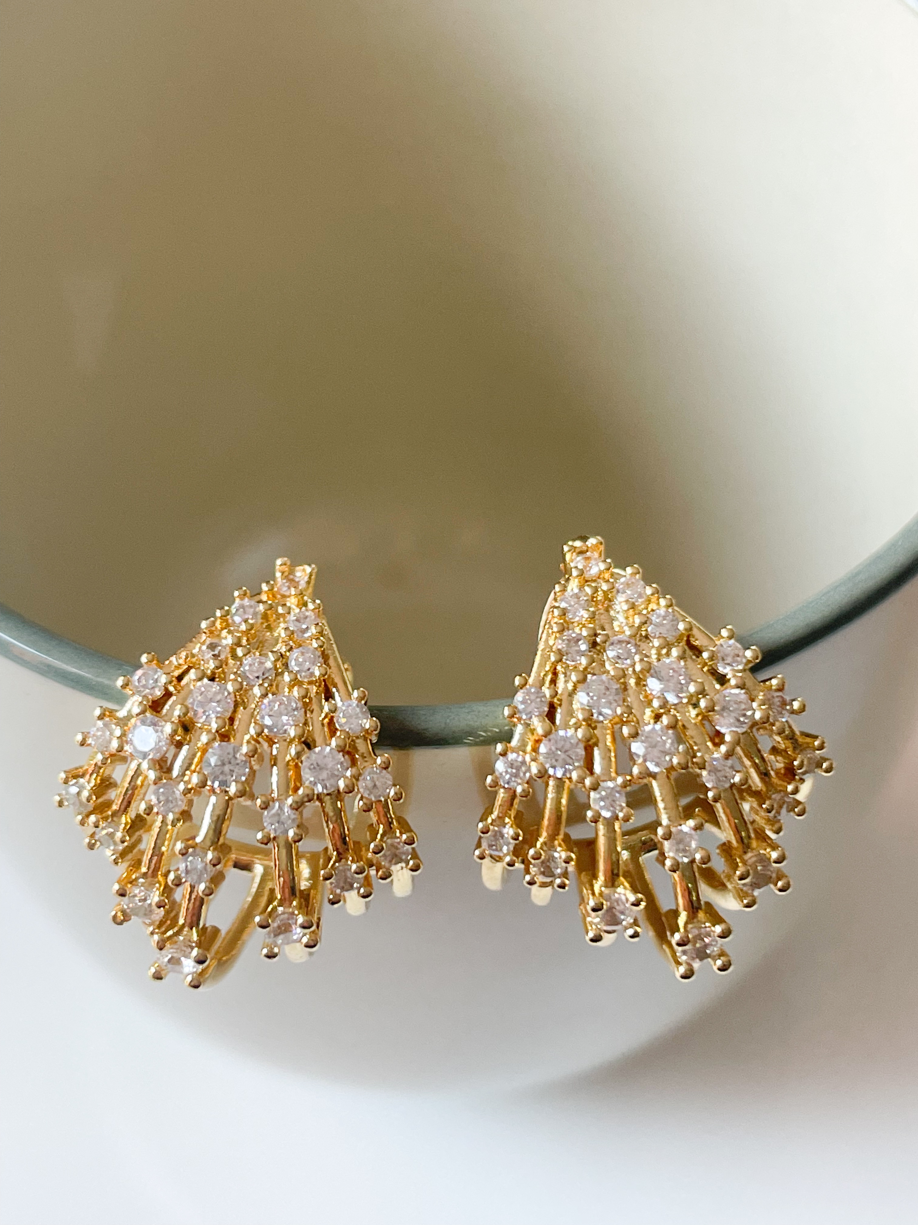 Boucles strass Danièle blanc doré