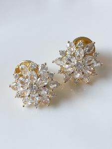 boucles Rosalie strass blancs doré