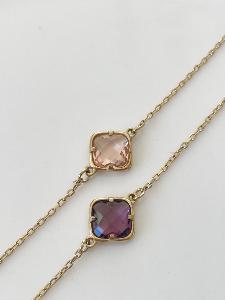 Bracelet cristal fleur violet doré