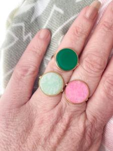 Bague Anna pierre rose doré réglable