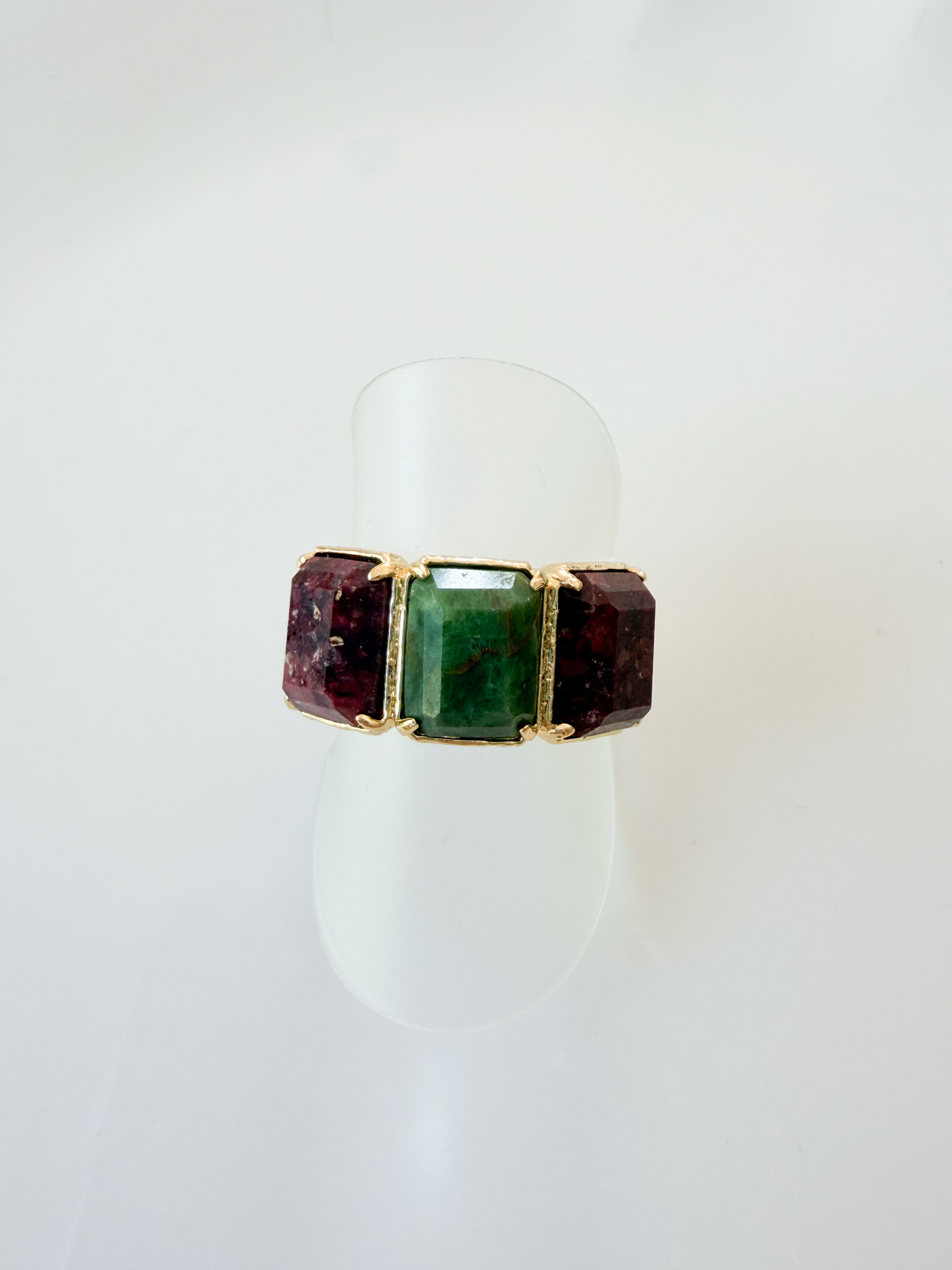 bague pierres Albane prune vert doré 