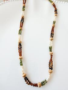 Collier perles 3 tons doré