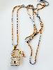 Collier sautoir cadenas doré argenté