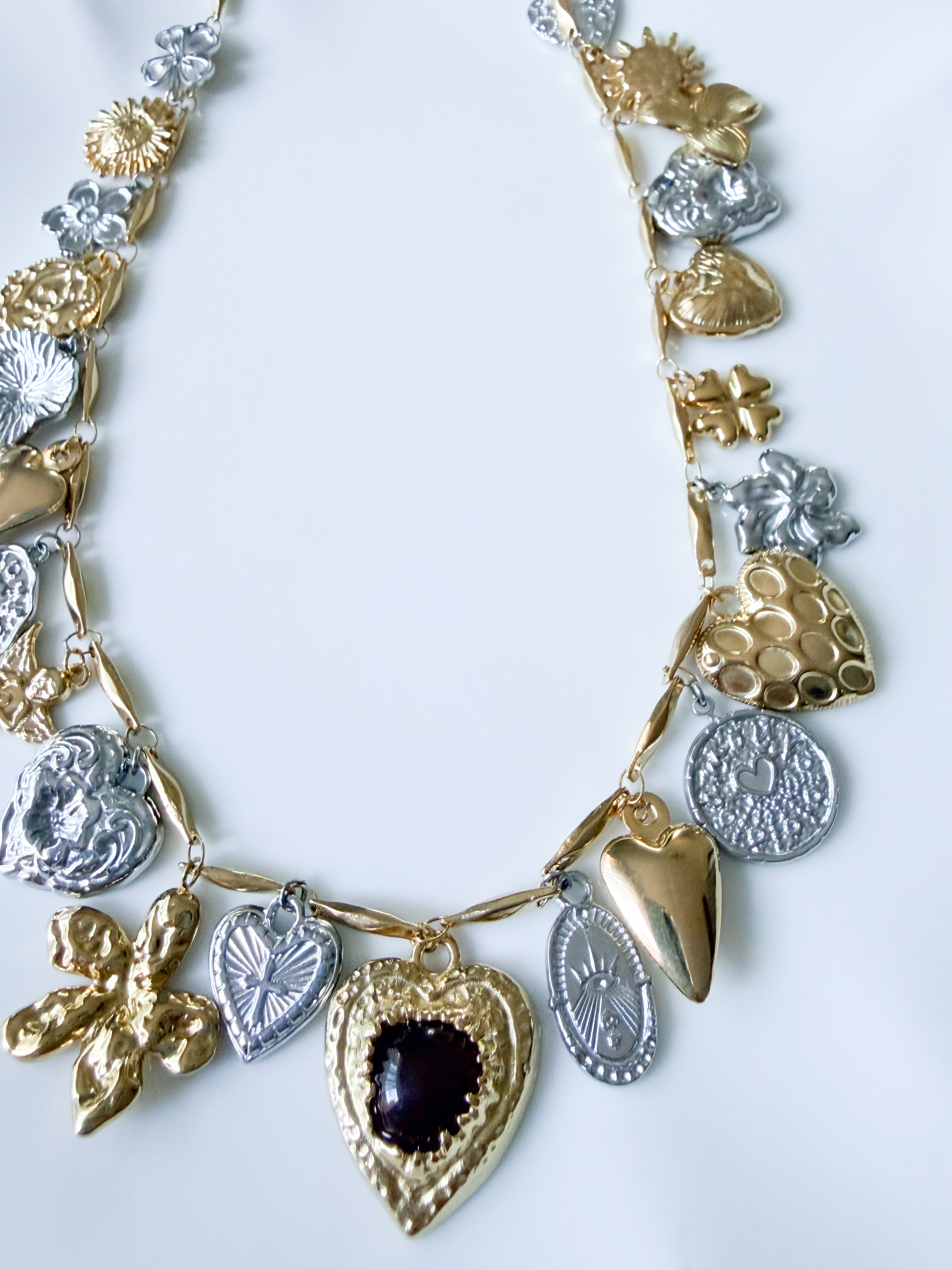 Collier coeur doré argenté