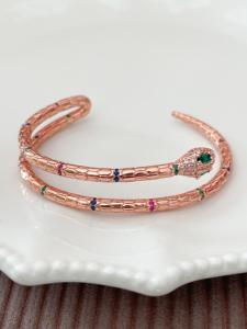 Bracelet serpent doré rose