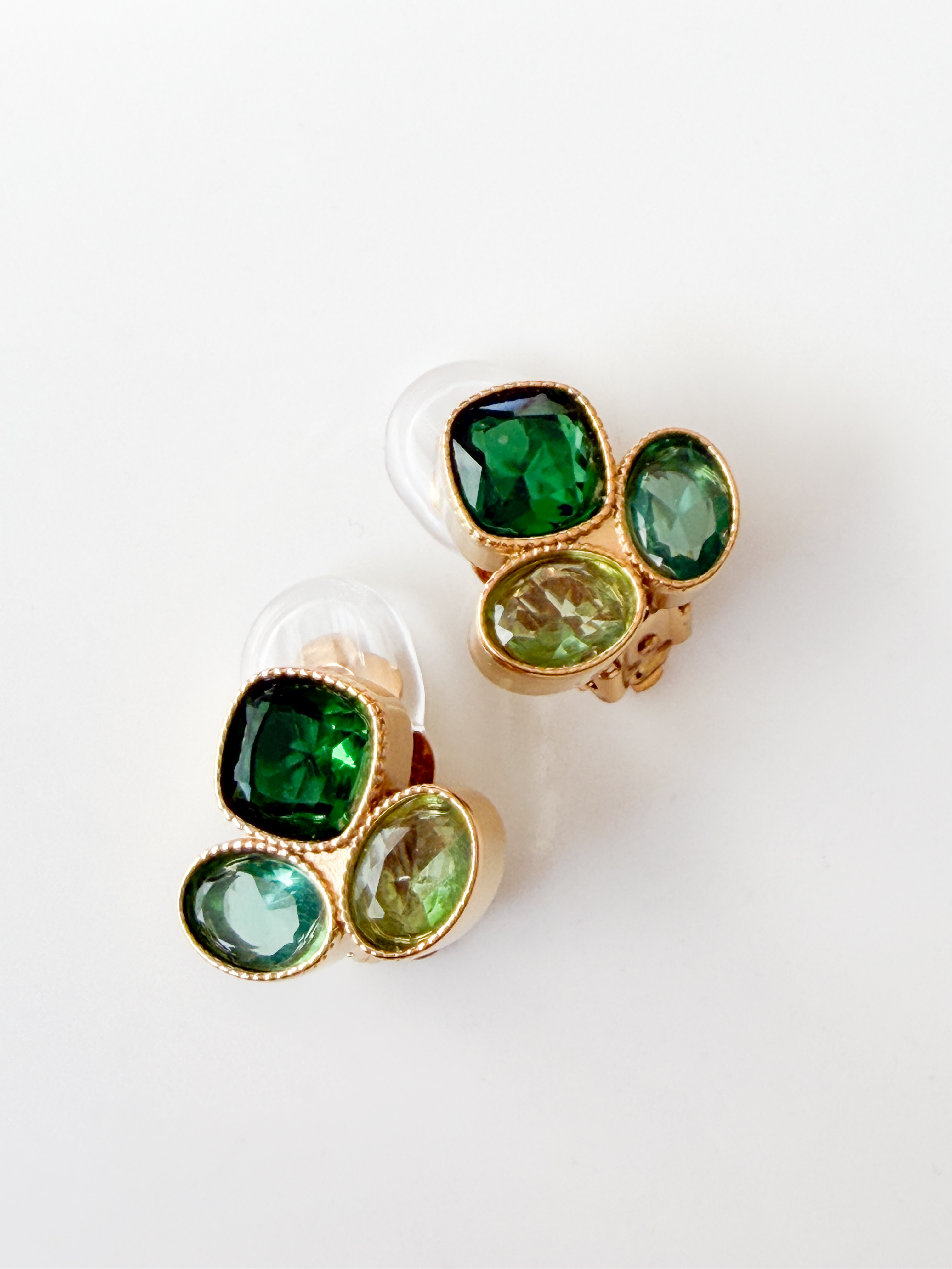 Boucles CLIP Mimi vert doré