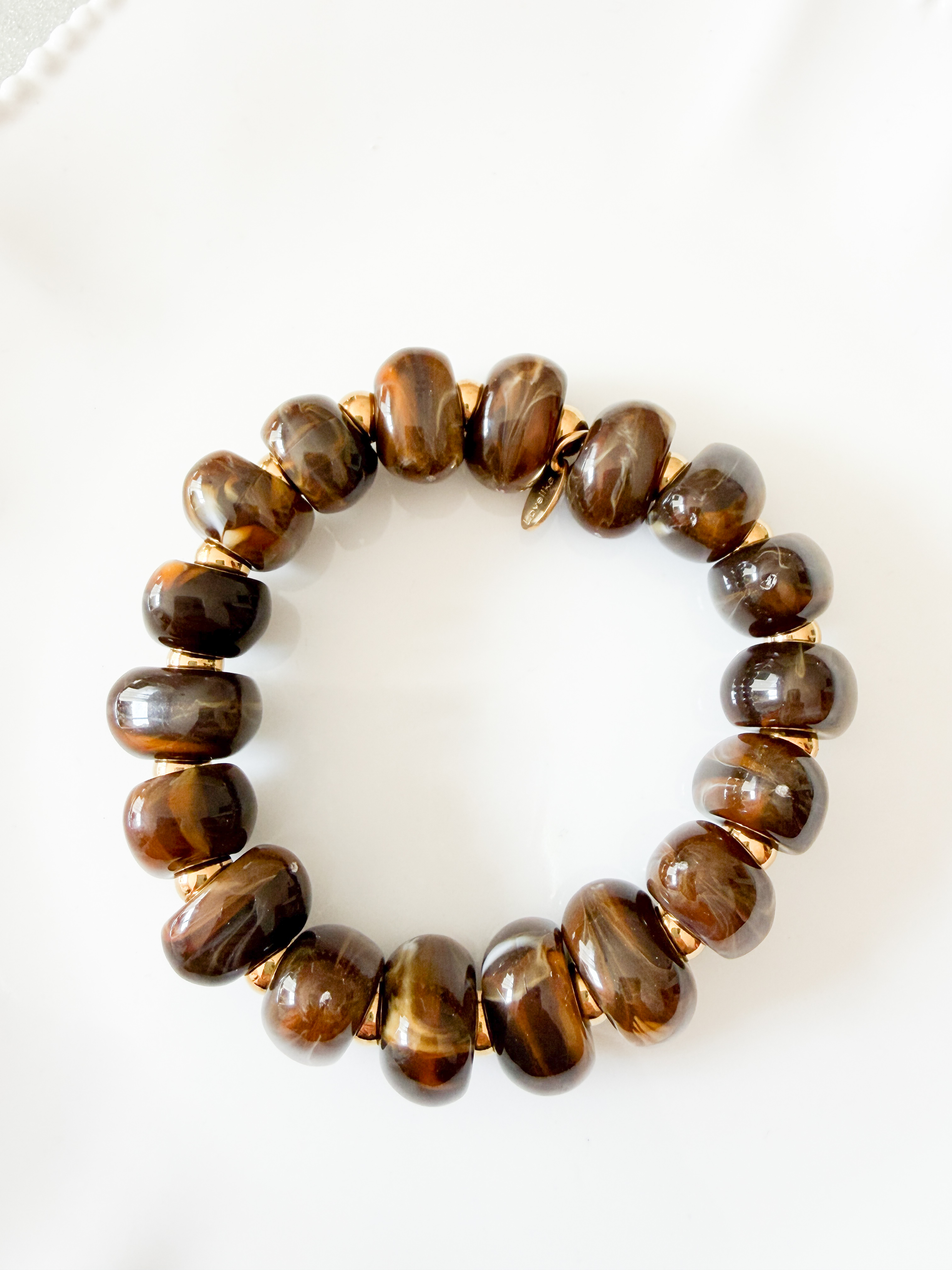 Bracelet Paula perles moka doré
