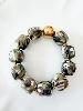 Bracelet perles kaki camouflage doré