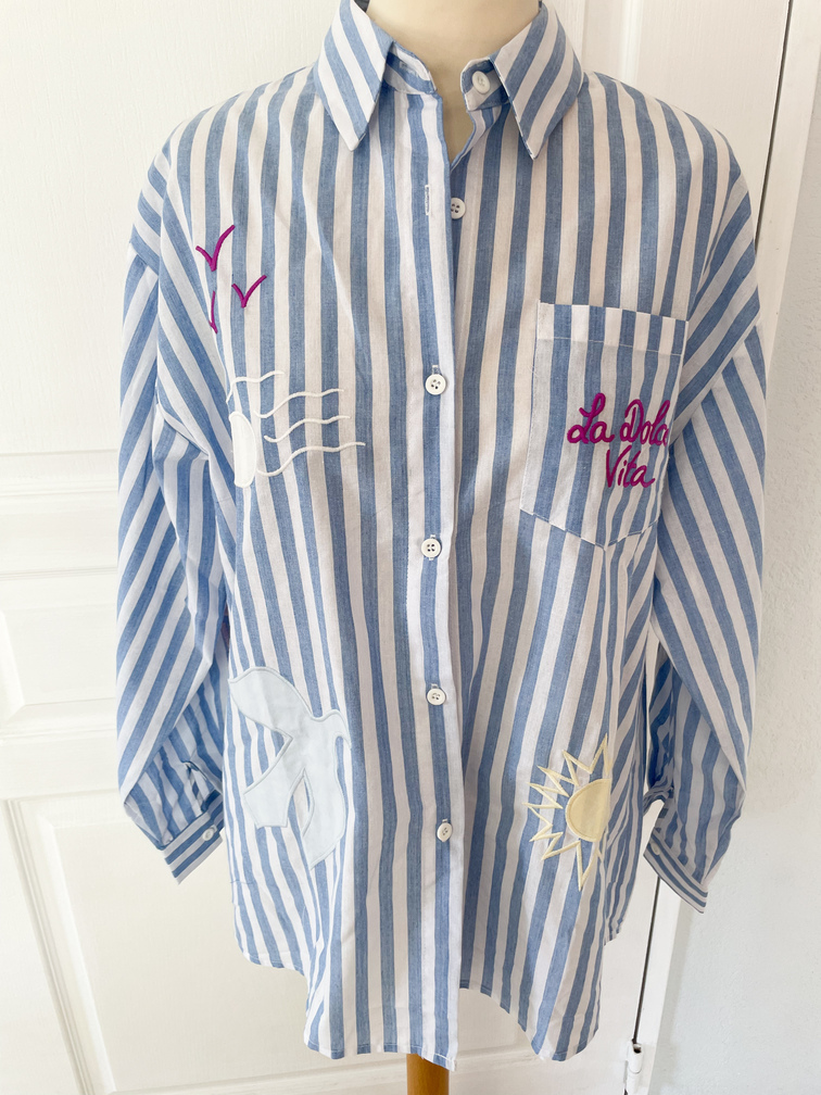 Chemise Musy Muse rayures bleu 38/40 M du live