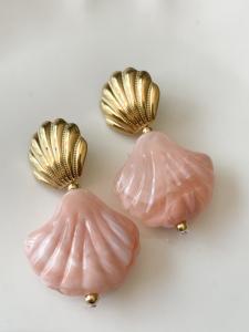 boucles coquillage rose doré