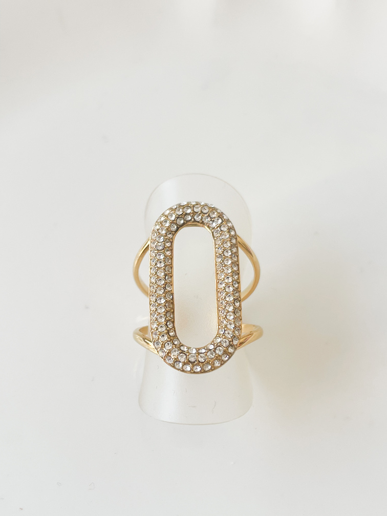 Bague strass ovale dorée