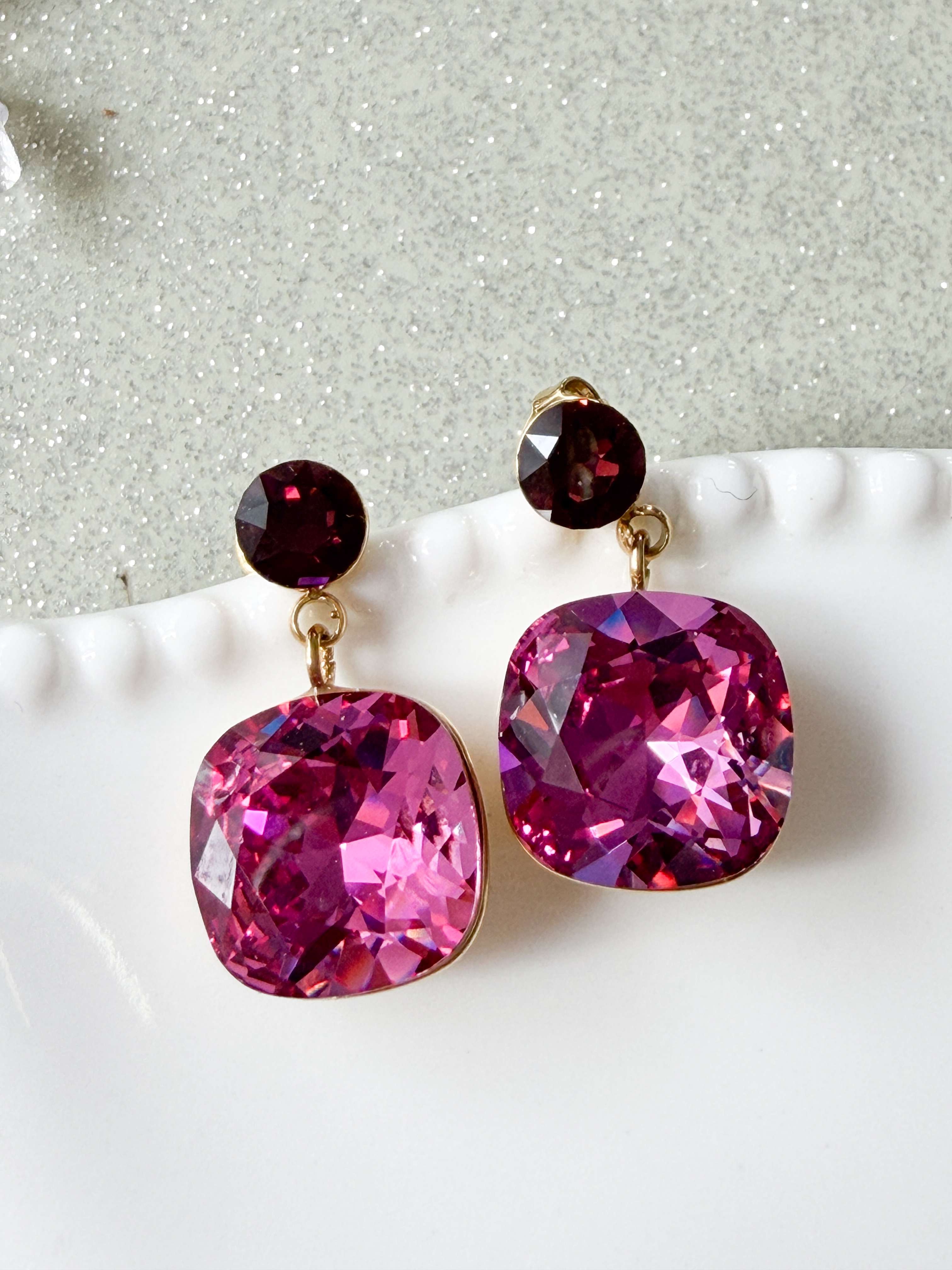 Boucles cristal délicate violet doré