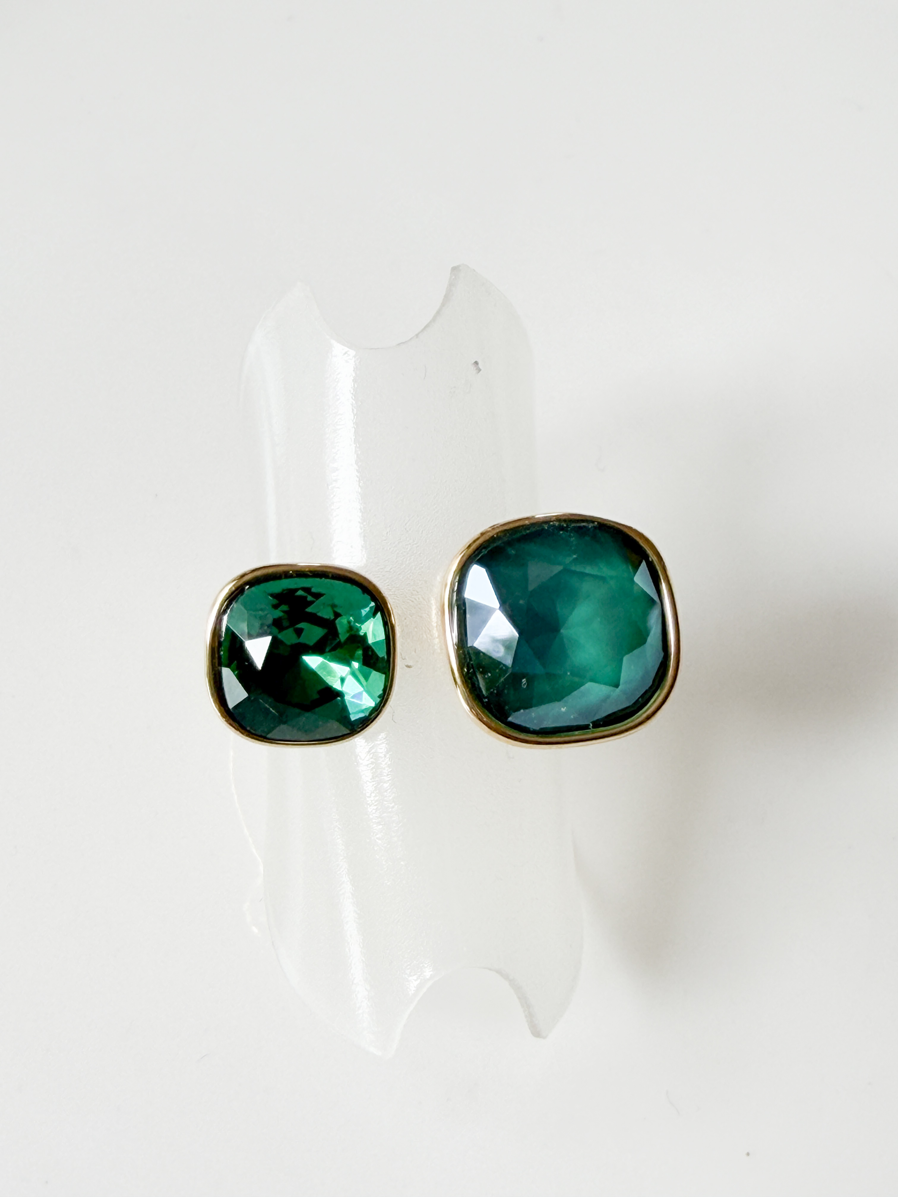 Bague cristal duo vert doré