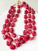 Collier multi framboise doré