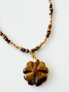 Collier pierres Daniella marron doré