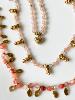 Collier pierres 3 rangs rose doré