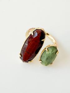 Bague pierres Mado marron vert doré