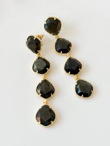 Boucles Paloma pierres noir doré