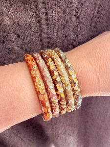 Bracelet Chloé rose gravé doré