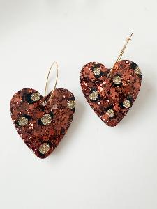 Boucles créoles coeur graou marron du live