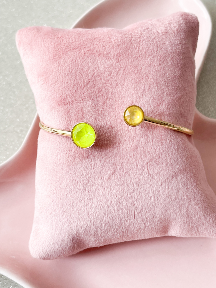 Bracelet cristal jaune fluo doré