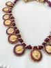 Collier médailles coeurs prune doré