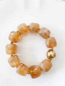 Bracelet perles miel doré