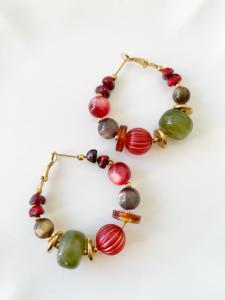 Boucles Pila rouge vert doré