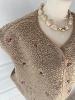 gilet sans manche moumoute marron fleurs 36/40