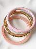 bracelet fleurs 3 rangs rose doré
