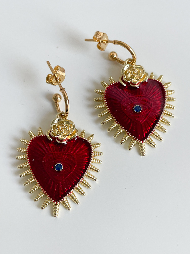 boucles Ex Voto rouge doré